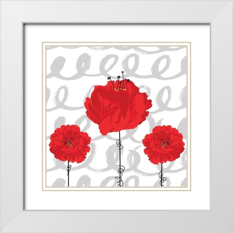 Poppy II White Modern Wood Framed Art Print with Double Matting by ND Art