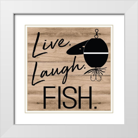 Live Laugh Fish White Modern Wood Framed Art Print with Double Matting by ND Art