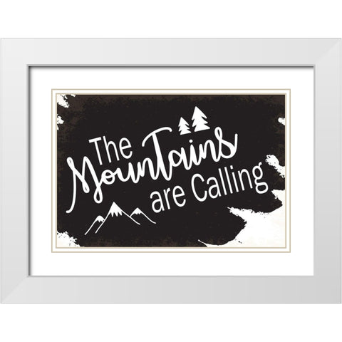 The Mountains are Calling White Modern Wood Framed Art Print with Double Matting by ND Art