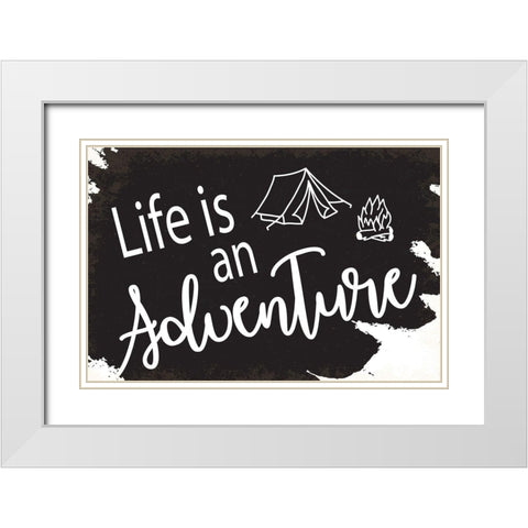Life is An Adventure White Modern Wood Framed Art Print with Double Matting by ND Art