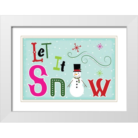Let It Snow White Modern Wood Framed Art Print with Double Matting by ND Art