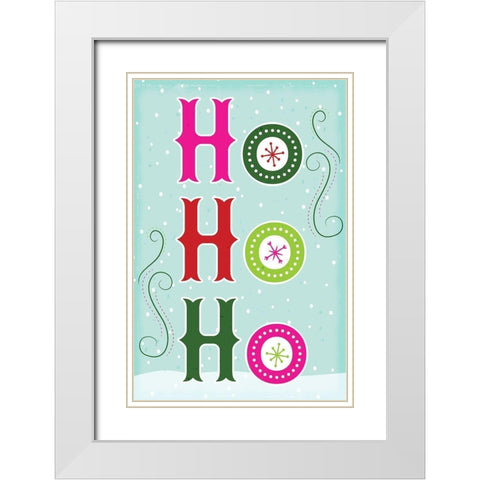 Ho Ho Ho White Modern Wood Framed Art Print with Double Matting by ND Art