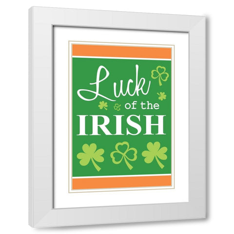 Luck of the Irish White Modern Wood Framed Art Print with Double Matting by ND Art