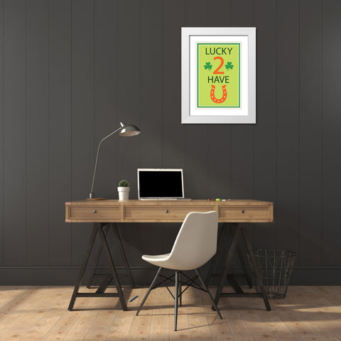 Lucky 2 Have U White Modern Wood Framed Art Print with Double Matting by ND Art