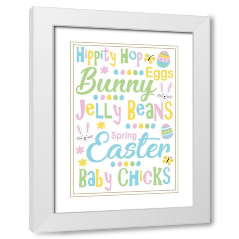Easter Typography White Modern Wood Framed Art Print with Double Matting by ND Art