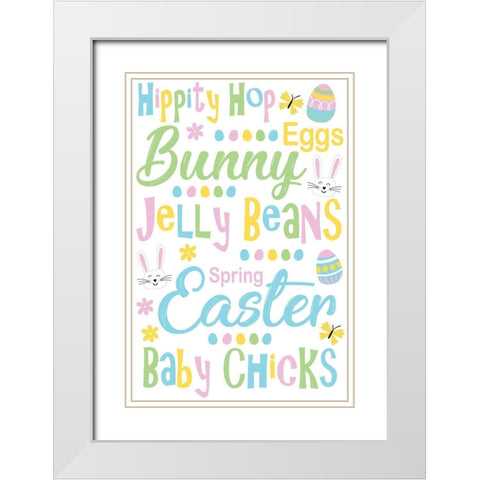 Easter Typography White Modern Wood Framed Art Print with Double Matting by ND Art