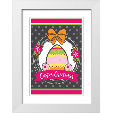 Easter Greetings White Modern Wood Framed Art Print with Double Matting by ND Art
