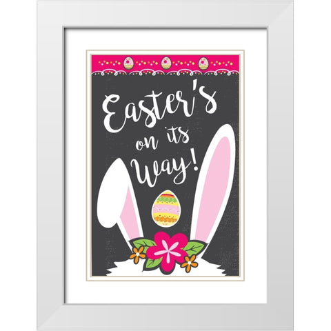 Easters On Its Way White Modern Wood Framed Art Print with Double Matting by ND Art