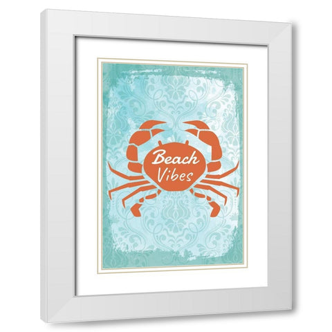 Beach Vibes White Modern Wood Framed Art Print with Double Matting by ND Art