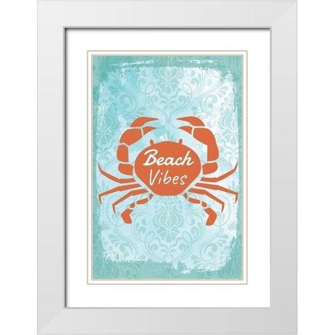 Beach Vibes White Modern Wood Framed Art Print with Double Matting by ND Art