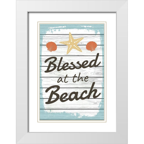 Blessed at the Beach White Modern Wood Framed Art Print with Double Matting by ND Art
