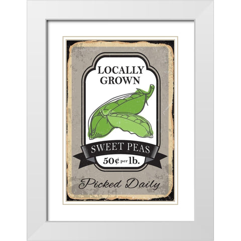 Sweet Peas White Modern Wood Framed Art Print with Double Matting by ND Art