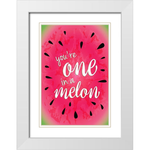 Watermelon I White Modern Wood Framed Art Print with Double Matting by ND Art