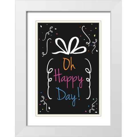 Oh Happy Day White Modern Wood Framed Art Print with Double Matting by ND Art