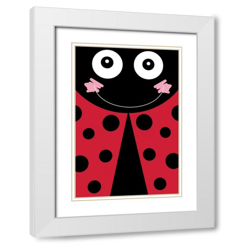 Lady Bug White Modern Wood Framed Art Print with Double Matting by ND Art