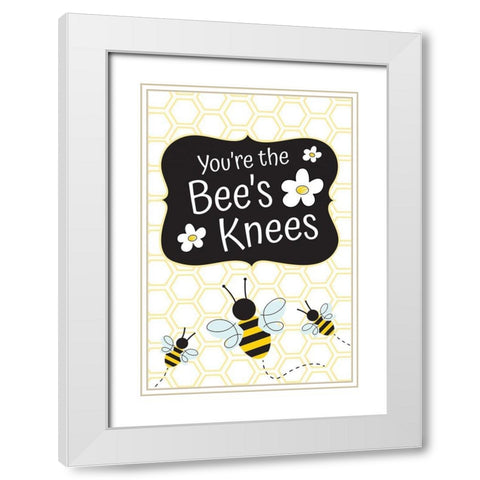 Bees Knees White Modern Wood Framed Art Print with Double Matting by ND Art