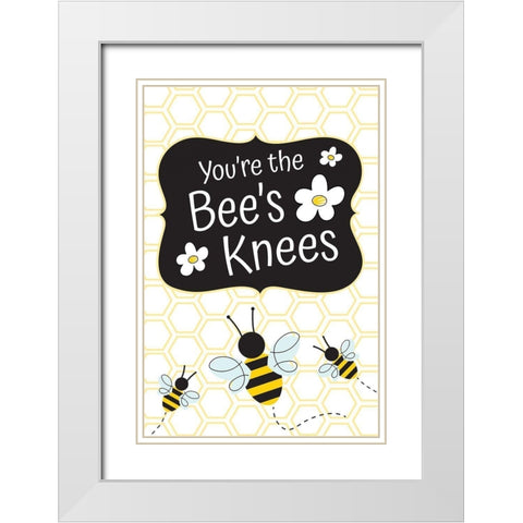 Bees Knees White Modern Wood Framed Art Print with Double Matting by ND Art
