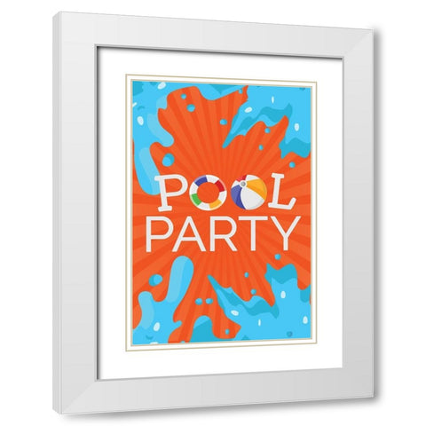 Pool Party White Modern Wood Framed Art Print with Double Matting by ND Art