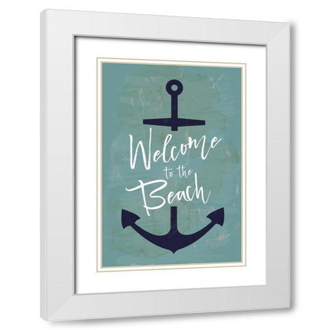 Welcome to the Beach White Modern Wood Framed Art Print with Double Matting by ND Art