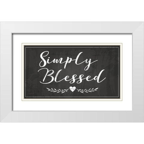 Simply Blessed White Modern Wood Framed Art Print with Double Matting by ND Art