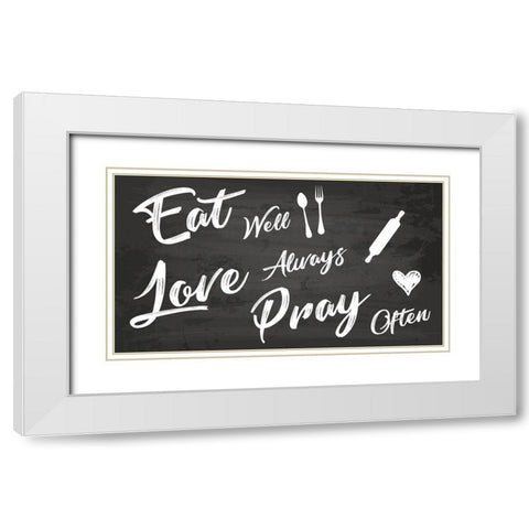 Eat Well White Modern Wood Framed Art Print with Double Matting by ND Art