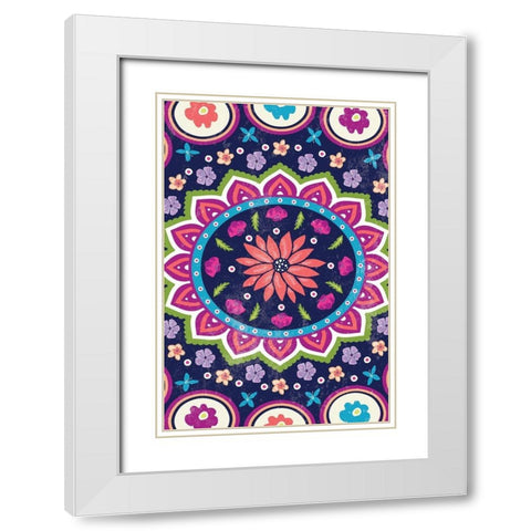Floral I White Modern Wood Framed Art Print with Double Matting by ND Art