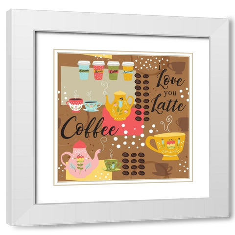 I Love You a Latte IV White Modern Wood Framed Art Print with Double Matting by ND Art