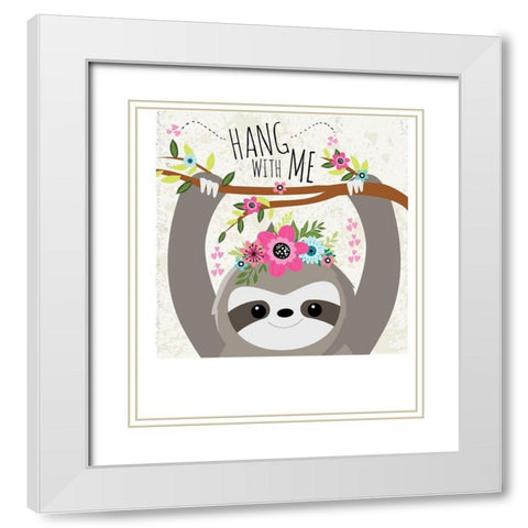 Hang With Me White Modern Wood Framed Art Print with Double Matting by ND Art