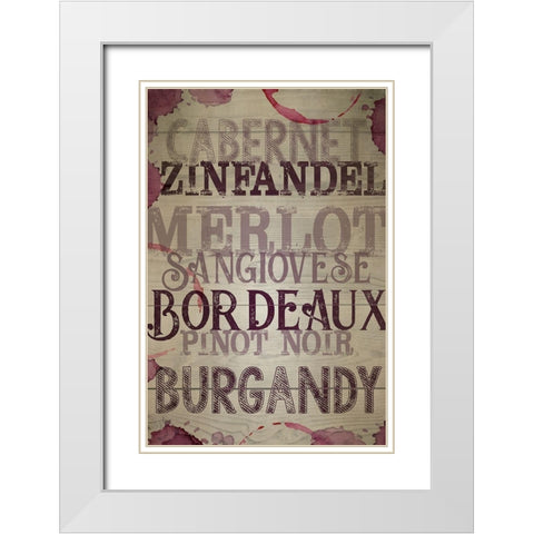 Peace, Love, Wine II White Modern Wood Framed Art Print with Double Matting by ND Art