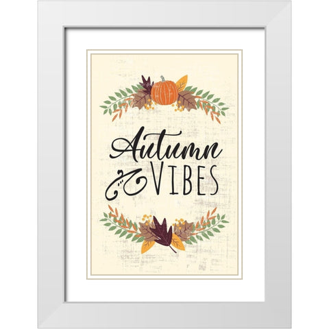 Autumn Vibes Art II White Modern Wood Framed Art Print with Double Matting by ND Art