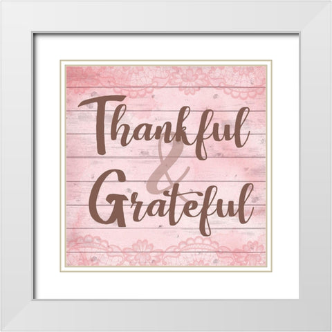 Thankful and Grateful White Modern Wood Framed Art Print with Double Matting by ND Art