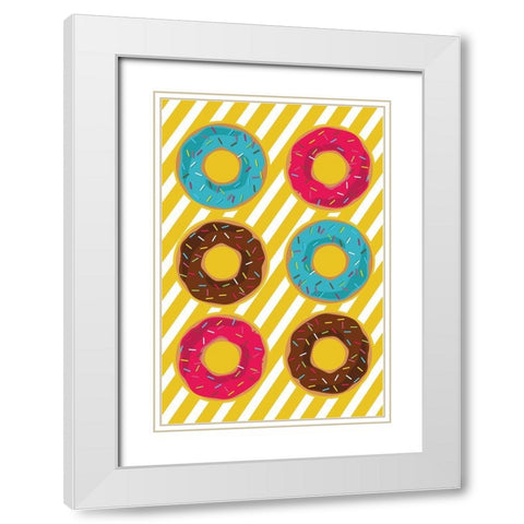 Donuts White Modern Wood Framed Art Print with Double Matting by ND Art