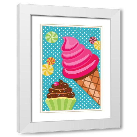 Ice Cream White Modern Wood Framed Art Print with Double Matting by ND Art