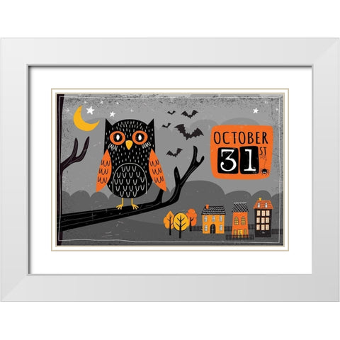 October 31st White Modern Wood Framed Art Print with Double Matting by ND Art
