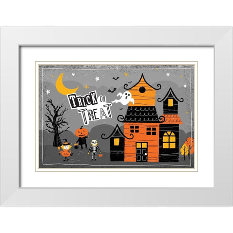 Trick or Treat White Modern Wood Framed Art Print with Double Matting by ND Art
