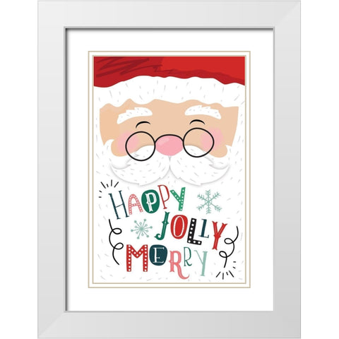 Happy Jolly Merry White Modern Wood Framed Art Print with Double Matting by ND Art