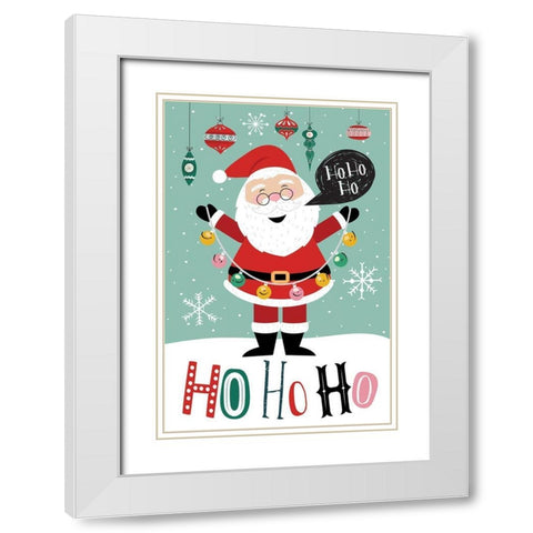 Ho Ho Ho White Modern Wood Framed Art Print with Double Matting by ND Art