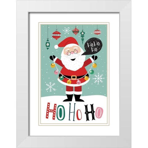 Ho Ho Ho White Modern Wood Framed Art Print with Double Matting by ND Art