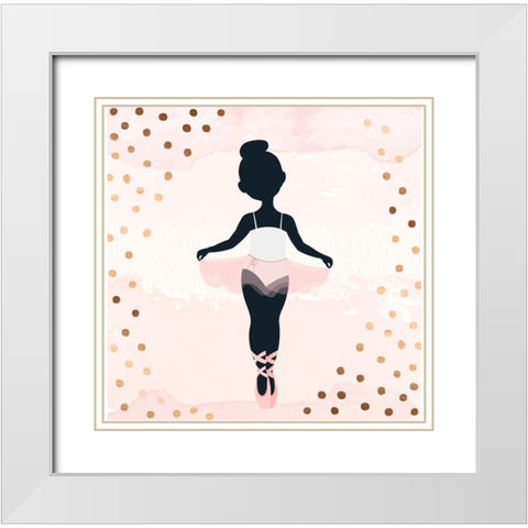 Ballerina White Modern Wood Framed Art Print with Double Matting by ND Art