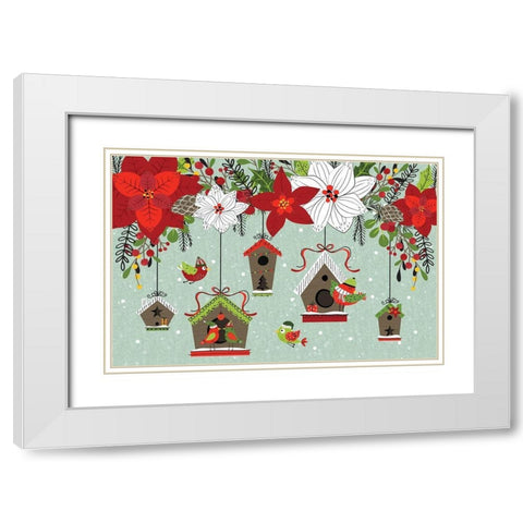 Festive Feathers II White Modern Wood Framed Art Print with Double Matting by ND Art