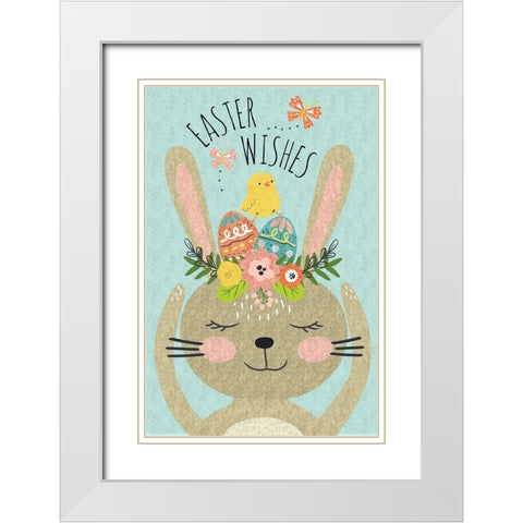Easter Wishes III White Modern Wood Framed Art Print with Double Matting by ND Art