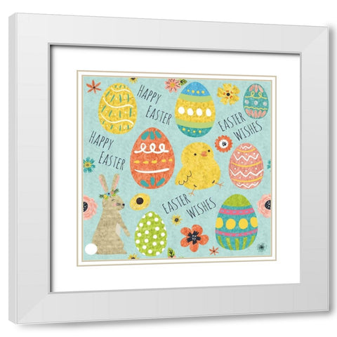 Easter Wishes Pattern III White Modern Wood Framed Art Print with Double Matting by ND Art