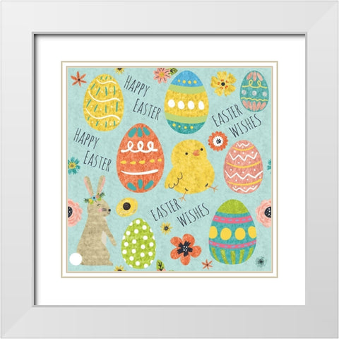 Easter Wishes Pattern III White Modern Wood Framed Art Print with Double Matting by ND Art