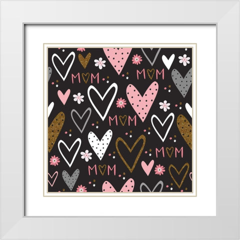 Best Mom Ever Pattern II White Modern Wood Framed Art Print with Double Matting by ND Art