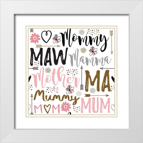 Best Mom Ever Pattern III White Modern Wood Framed Art Print with Double Matting by ND Art