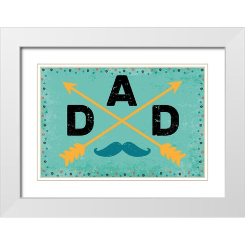 Dad White Modern Wood Framed Art Print with Double Matting by ND Art
