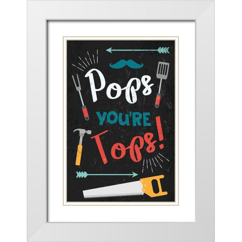 Pops Your Tops White Modern Wood Framed Art Print with Double Matting by ND Art