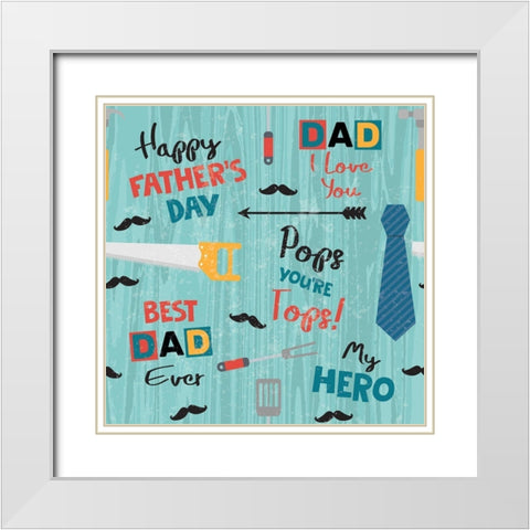 Dad Pattern II White Modern Wood Framed Art Print with Double Matting by ND Art