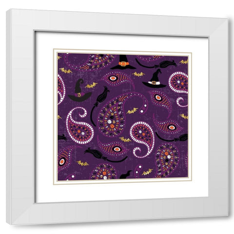 Spellbound Pattern II White Modern Wood Framed Art Print with Double Matting by ND Art