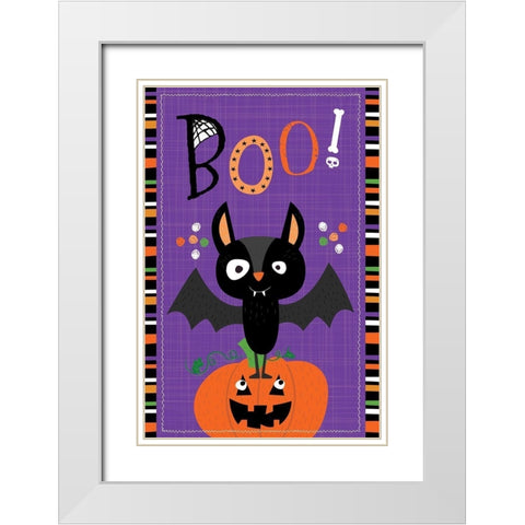 Spooky Buddies Art III White Modern Wood Framed Art Print with Double Matting by ND Art